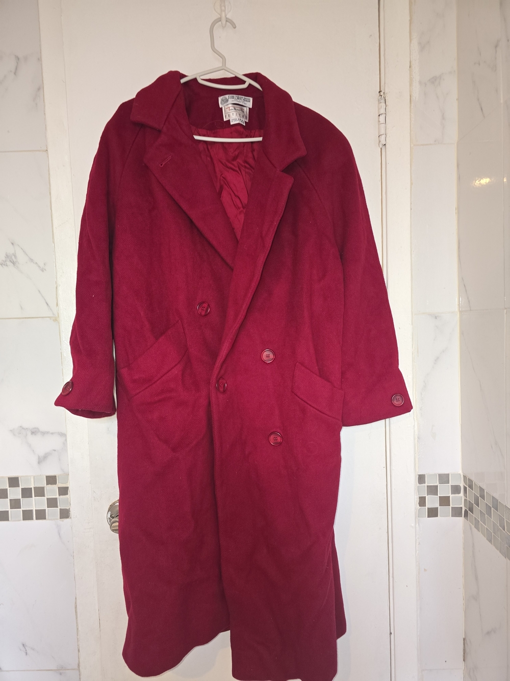 Talbots Red Double-Breasted Wool Pea Coat